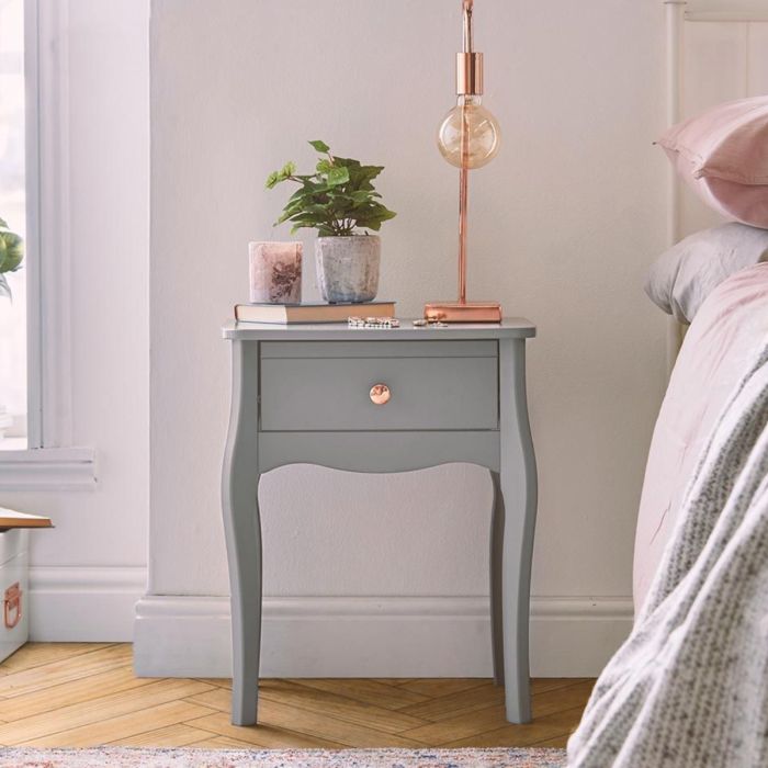 Baroque Bedside Table - Grey