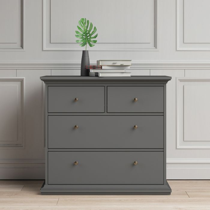 Paris 4 Drawers Chest - Matt Grey