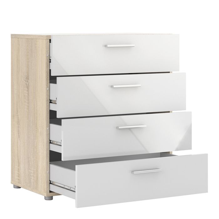 Pepe 4 Drawers Chest - Oak & White Gloss