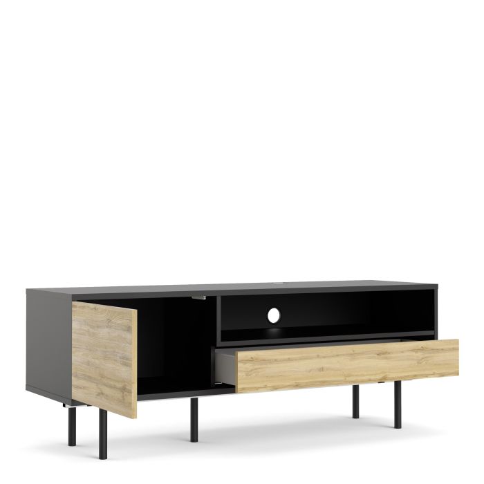 Match TV Unit - Black & Oak