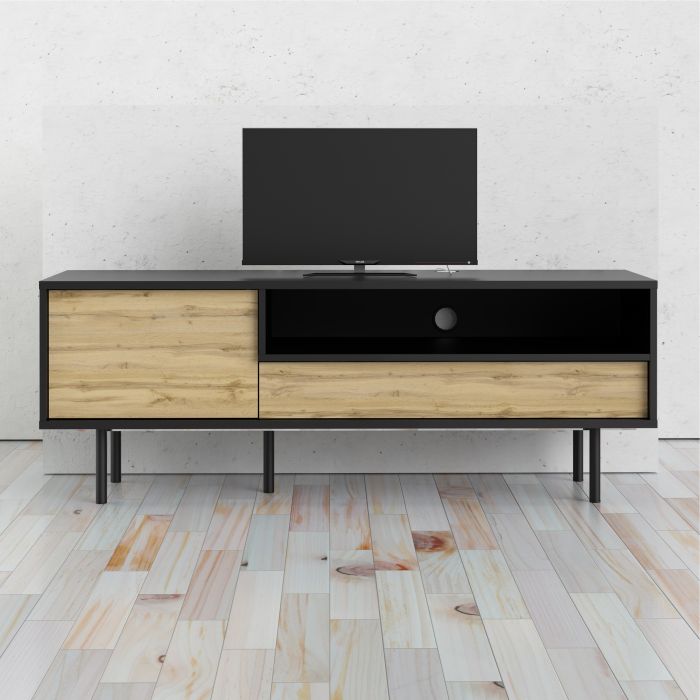 Match TV Unit - Black & Oak