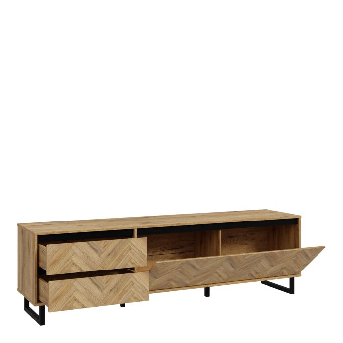 Nikomedes TV Unit - Spica Oak/Matt Black/Bartex Oak