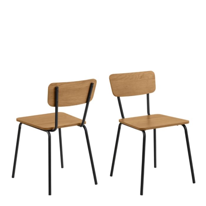 Peru Set Of 2 Dining Chairs - Steel & Oak