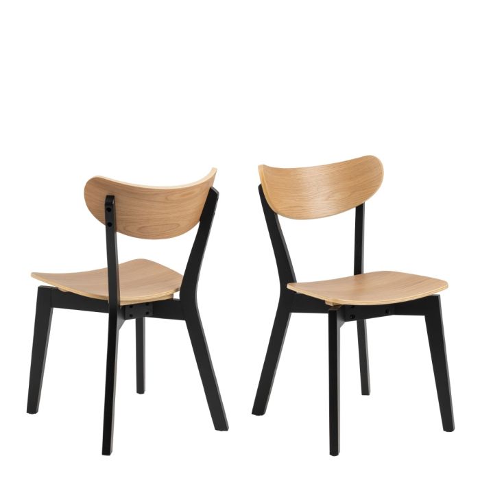 Roxby Set Of 2 Dining Chairs - Black & Oak